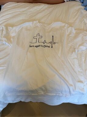 White "Born Again in Christ" Short Sleeve Tee